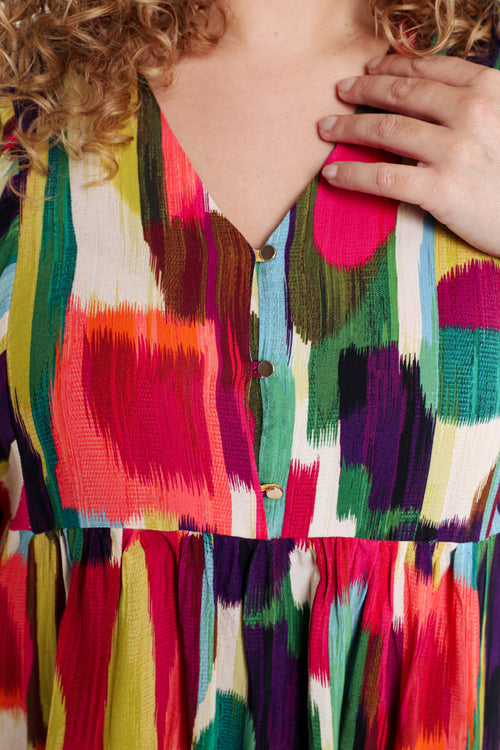 Jurk van viscose met grafische print-Paprika-6