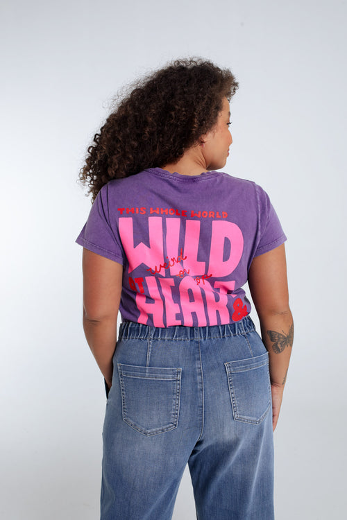 Katoenen T-shirt met de boodschap Wild heart-Paprika-5