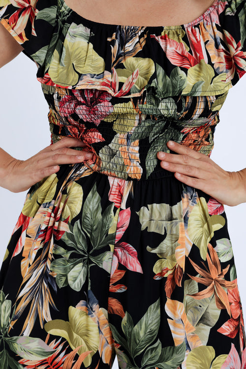 Overall van viscose met bloemenprint en ruffles-Paprika-4