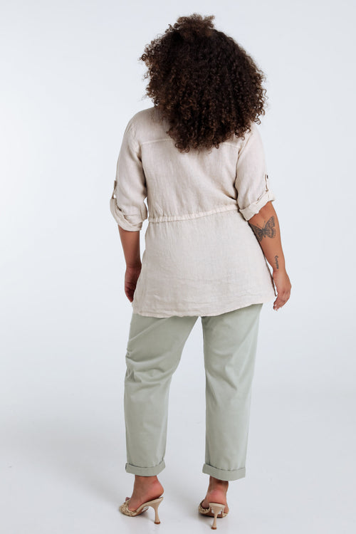 Effen linnen tuniek-Paprika-2