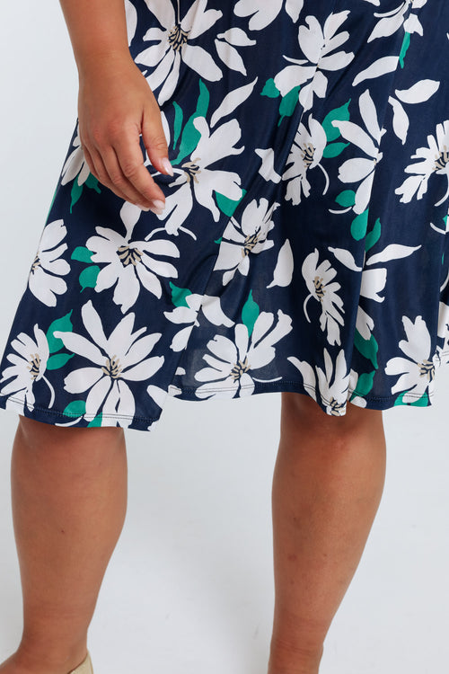 Robe mi-longue imprimé floral-Paprika-4