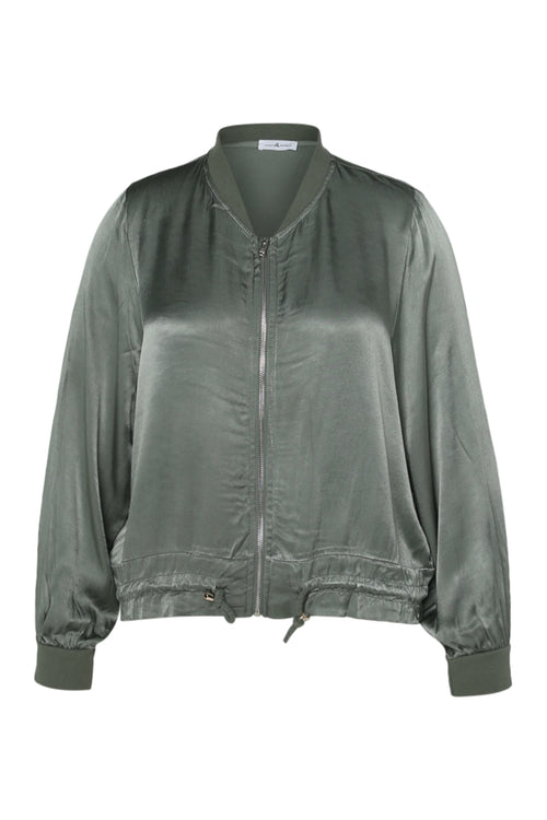 Bomber unicolor in viscose met satijnen effect-Paprika-10