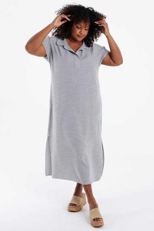 Robe longue en viscose à rayures-Paprika-8