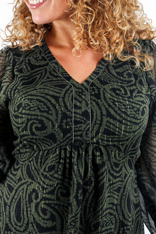 Robe courte imprimé folk-Paprika-4