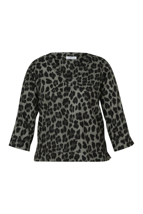 Blouse met luipaardprint -Paprika-10
