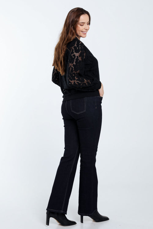 Bomberjack van mesh met bloemenprint-Paprika-2