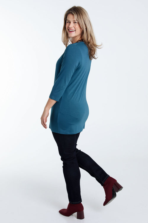 Basic effen viscose T-shirt-Paprika-2