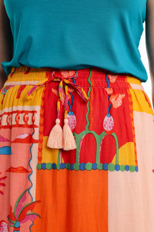 Tropical patch bedrukte katoen rok-Paprika-3