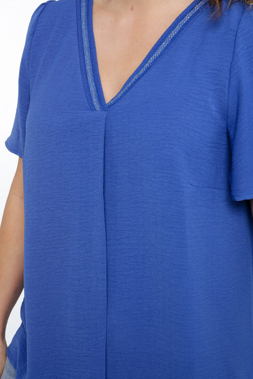 Effen blouse met lurex detail-Paprika-4