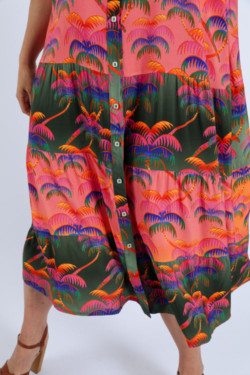 Robe en viscose imprimé palmiers-Paprika-3
