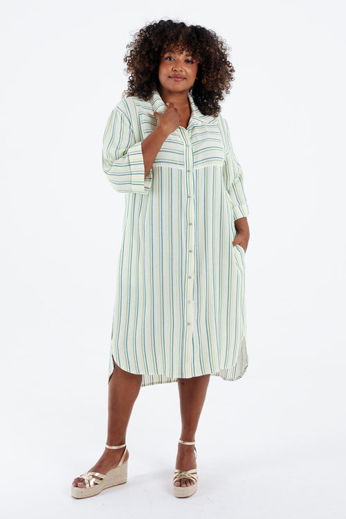 Gestreepte viscose jurk-Paprika-1