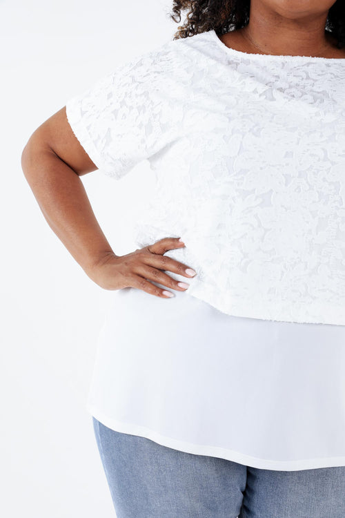 T-shirt 2 in 1 uni in geperforeerde stof-Paprika-5