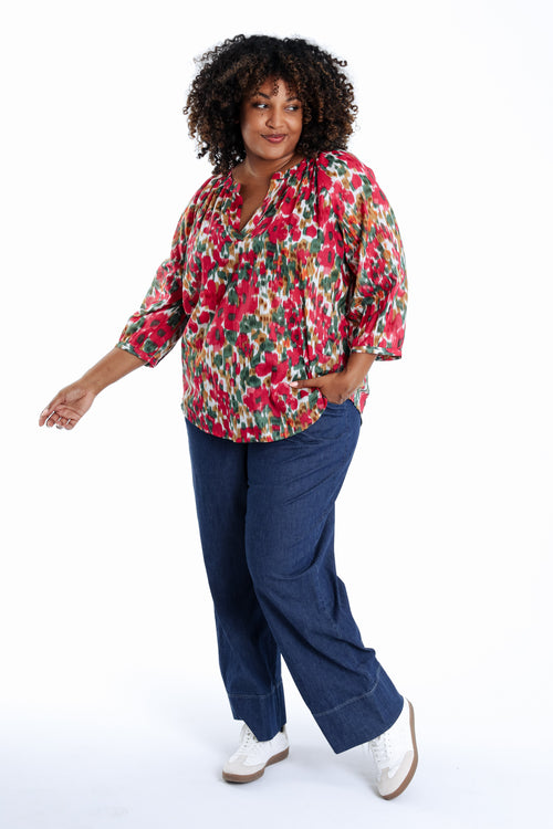 Blouse en coton imprimé floral-Paprika-8