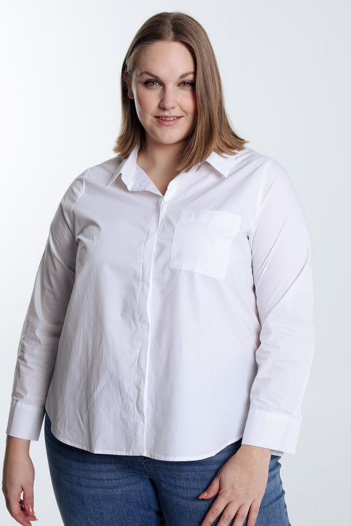 Blouse van effen katoen-Paprika-1
