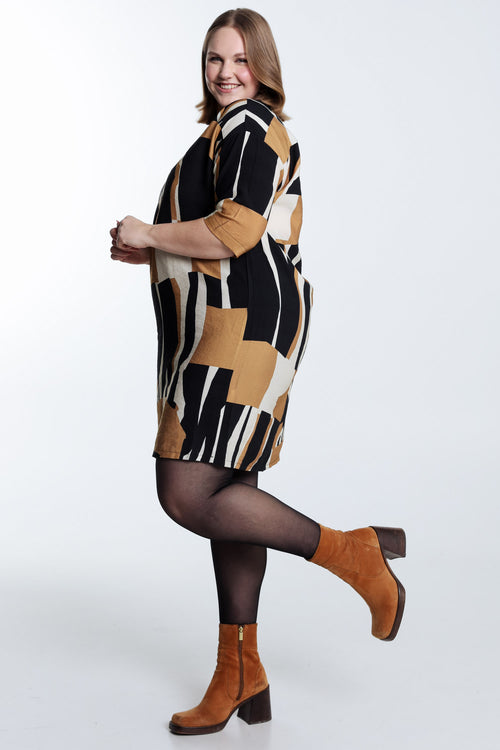 Jurk van viscose met grafische print-Paprika-8