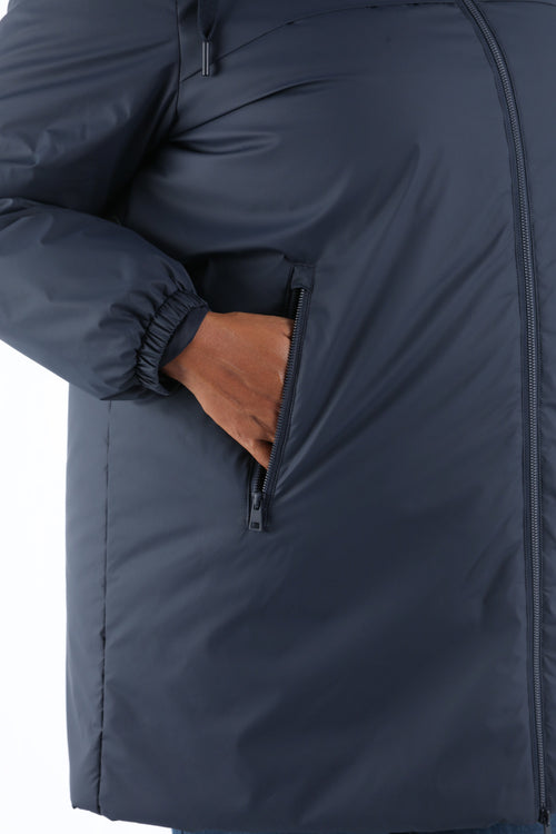 Effen lichte midlange parka-Paprika-6