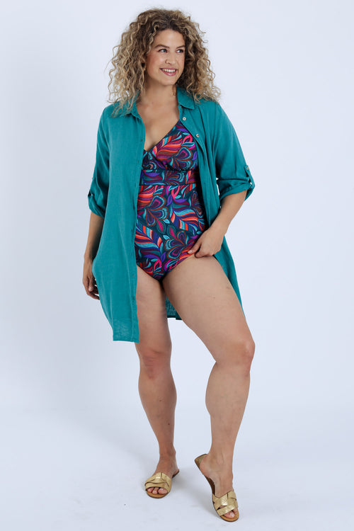 Maillot de bain imprimé floral-Paprika-8
