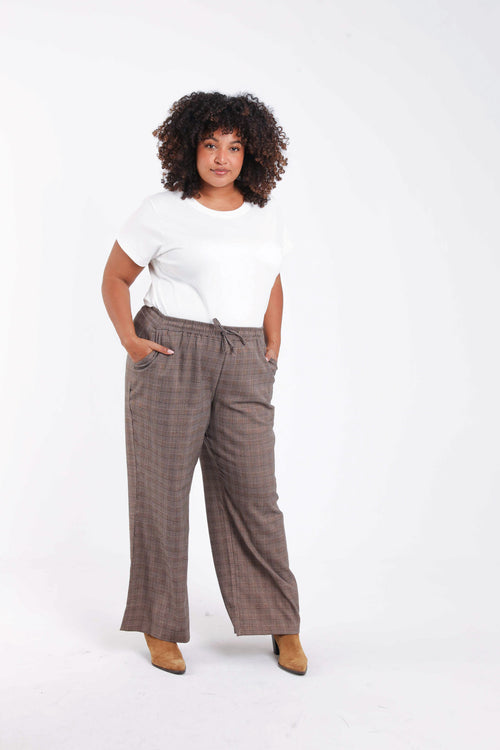 Pantalon à carreaux avec lurex-Paprika-1