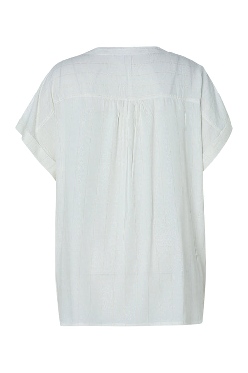 Blouse van viscose met lurexstrepen-Paprika-11