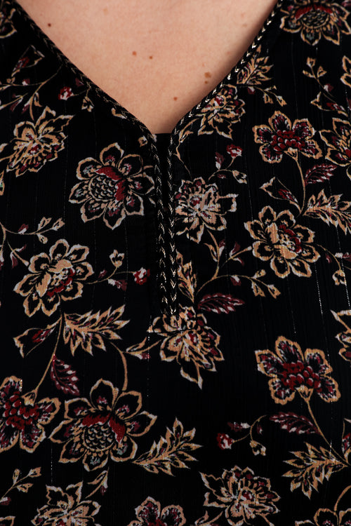 Blouse imprimé fleurs indiennes-Paprika-4