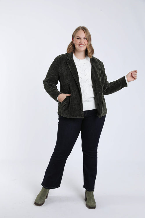 Blazer uni en velours plissé-Paprika-7