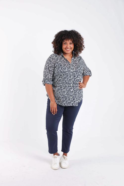 Blouse van katoen met bloemenprint-Paprika-8