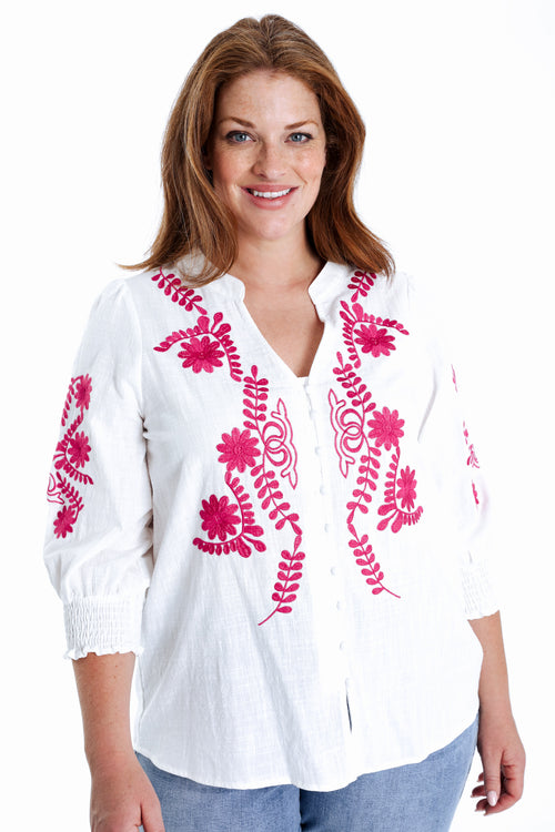 Katoenen blouse met borduursels-Paprika-1