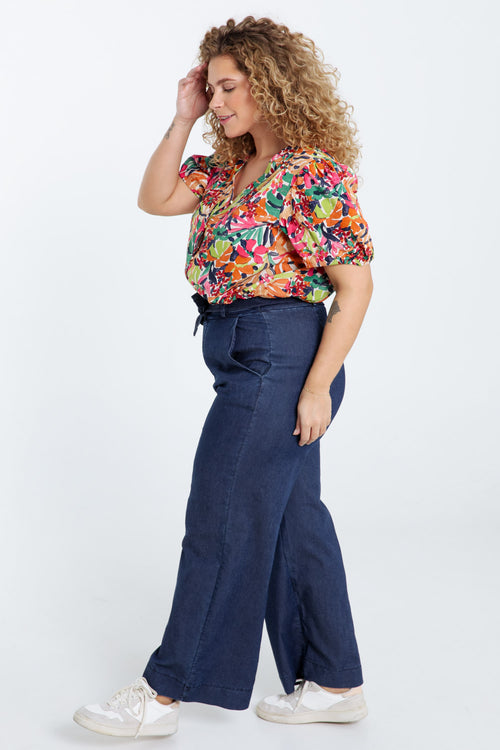 Blouse van katoen met bloemenprint-Paprika-8