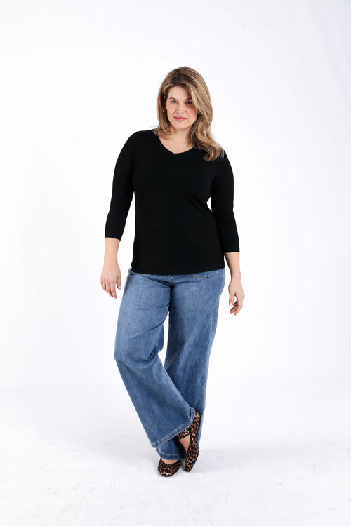 Basic T-shirt van viscose-Paprika-7