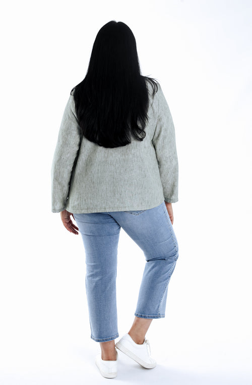 Blazer en viscose et lin uni-Paprika-3