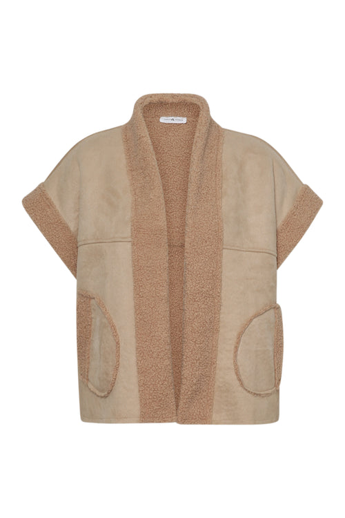 Effen gilet met schapenvachtlook-Paprika-8