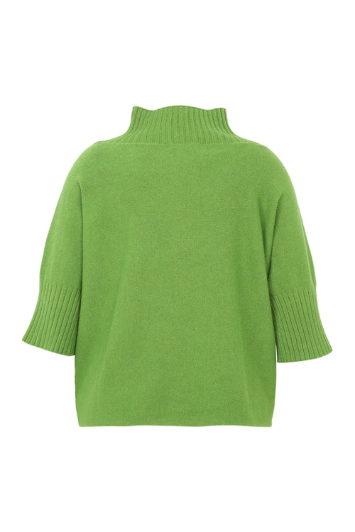 Lange, effen trui in viscose met boord onderaan-Paprika-11