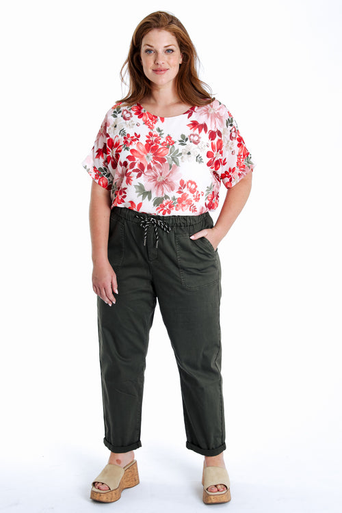 Effen katoenen chino-Paprika-8