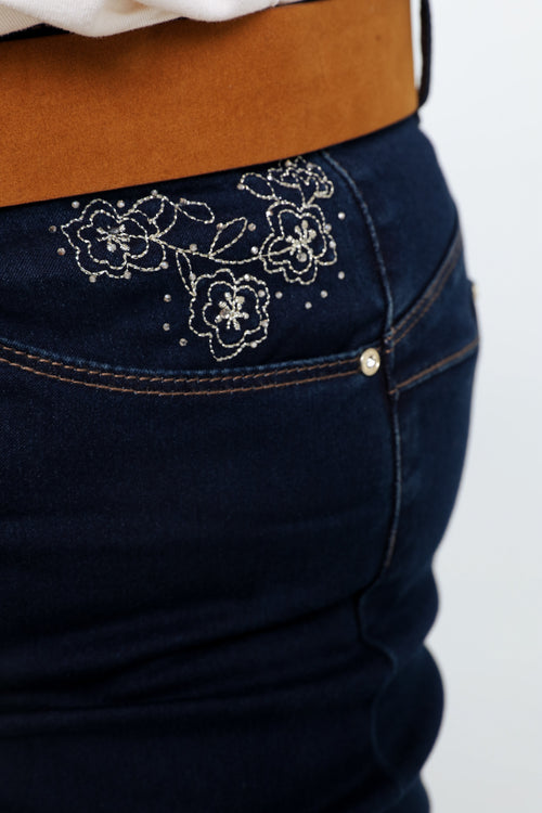 Effen flare broek met riem-Paprika-4