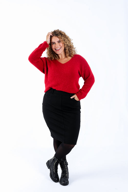 Strakke rok van effen viscose-Paprika-6
