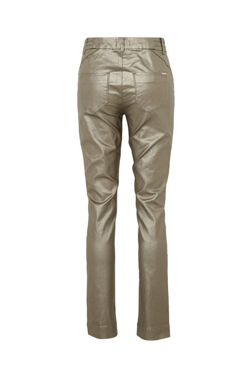Effen slim 7/8-broek in viscose met metallic coating-Paprika-11