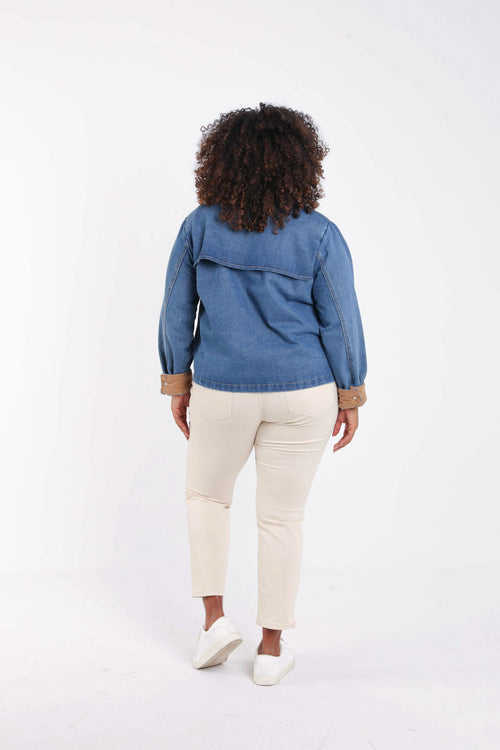 Veste en jeans avec velours-Paprika-2