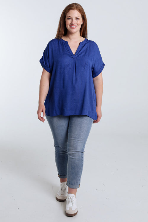 Blouse van viscose met lurexstrepen-Paprika-7