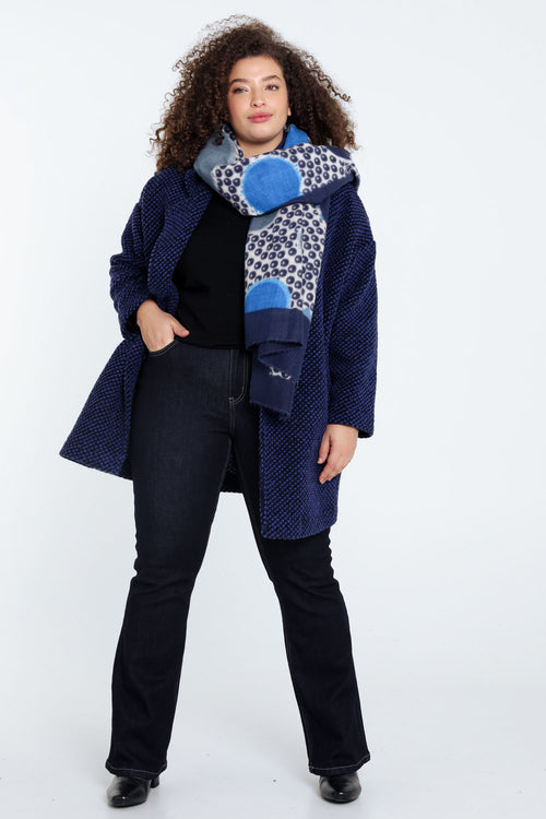 Korte, effen jas in gespikkelde stof met wol-Paprika-9