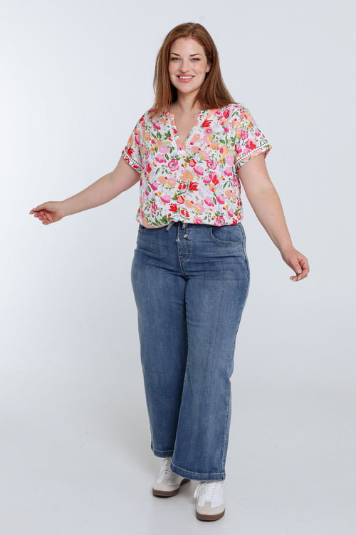 Bloes van viscose met bloemenprint-Paprika-8