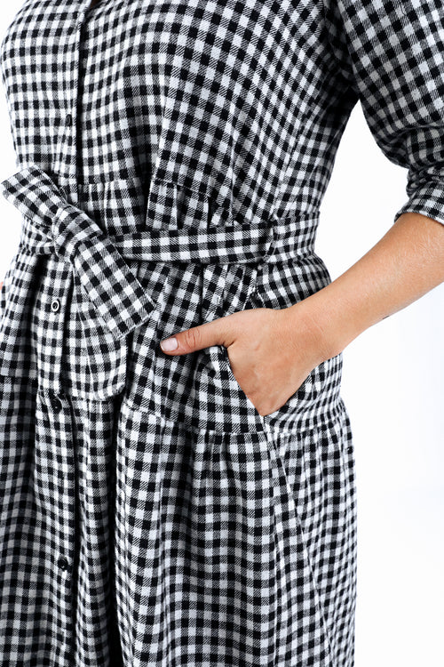 Lange jurk met vichyprint-Paprika-5