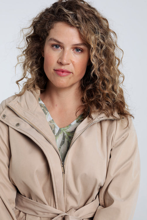 Effen mid-length trenchcoat met capuchon-Paprika-3
