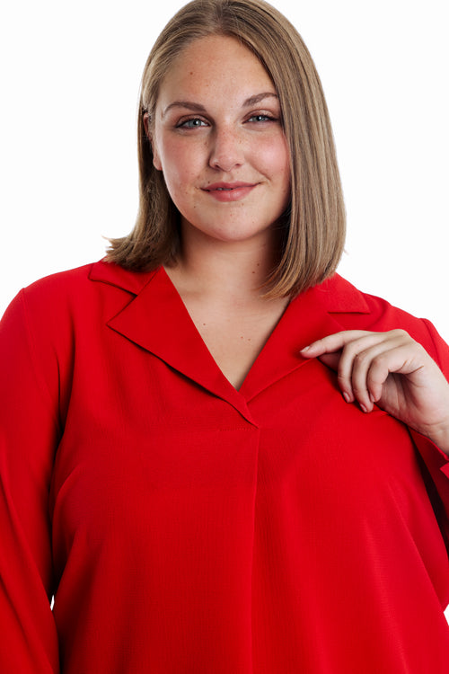 Effen blouse met reverskraag-Paprika-3