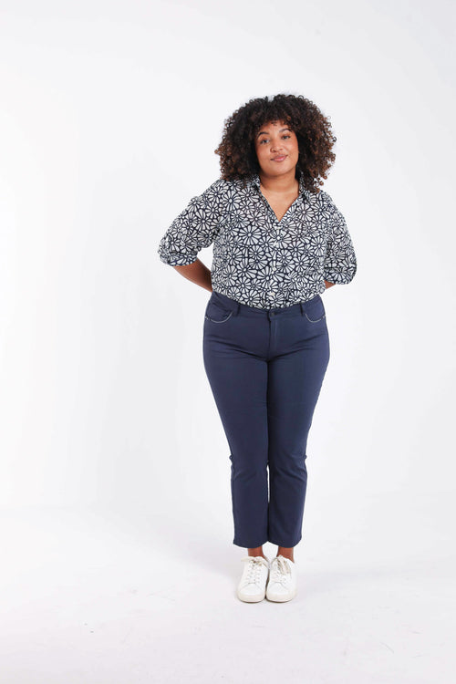 Slim fit broek Louise 7/8-Paprika-7