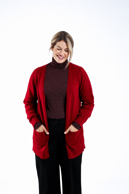 Cardigan in effen viscose-Paprika-2
