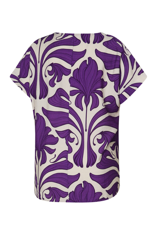 Bicolor blouse met bloemenprint-Paprika-11