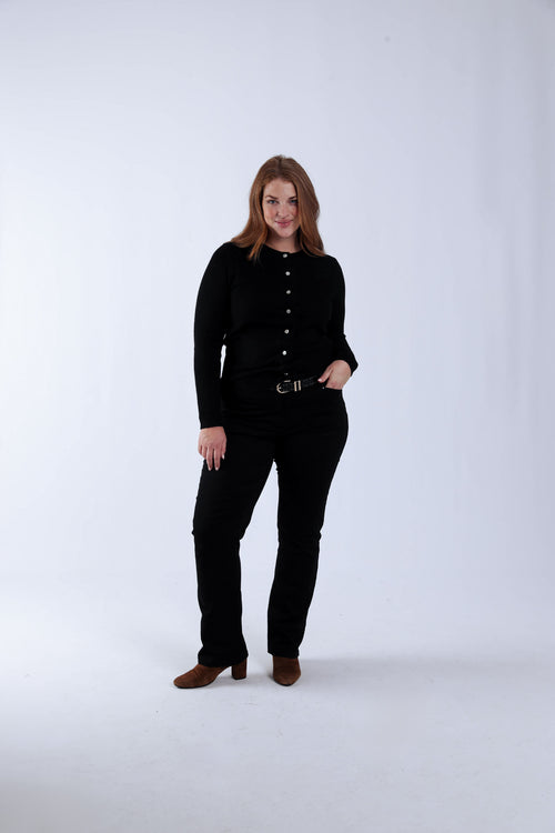 Effen cardigan met knopen en ruches-Paprika-6