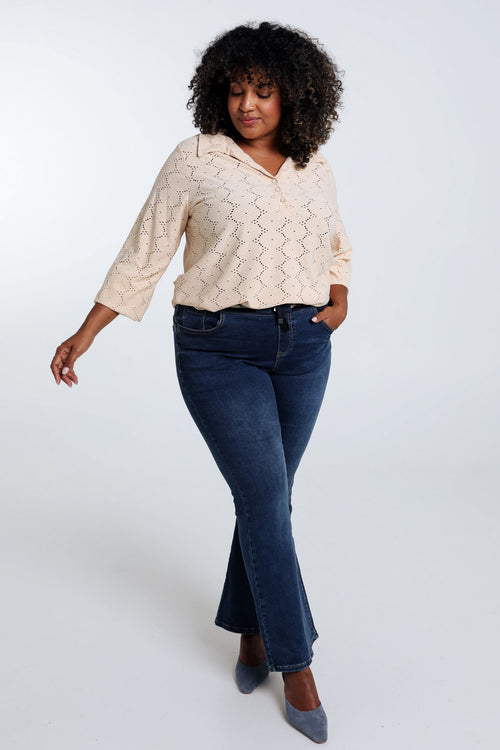 T-shirt uni ajouré-Paprika-8