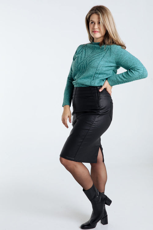 Effen trui met kabel- en strassdetails-Paprika-9