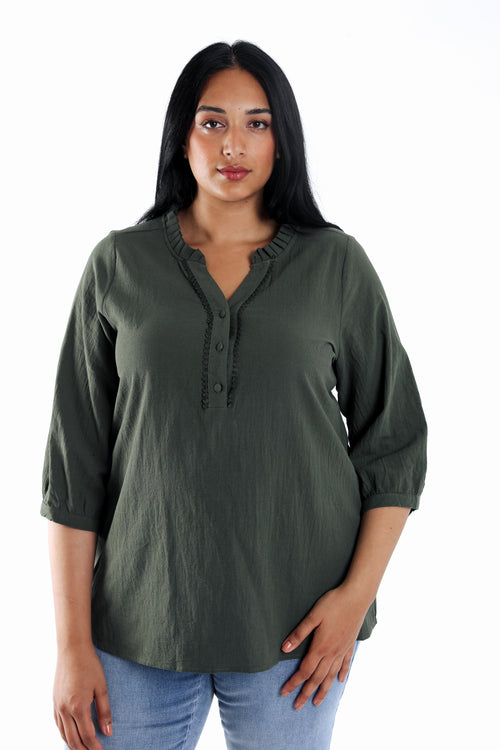 Effen katoenen blouse-Paprika-1